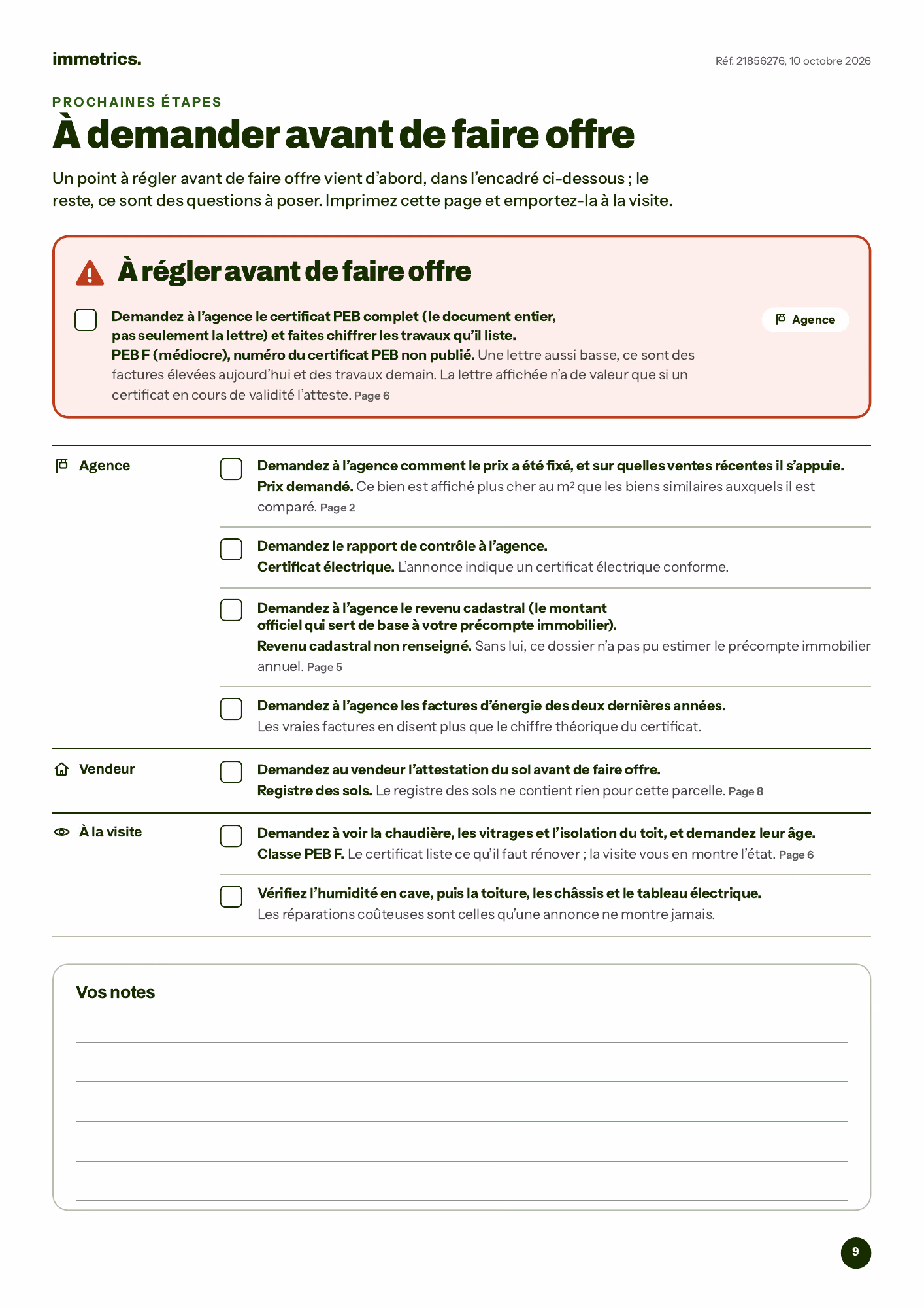 Page du dossier : les questions à poser avant de faire offre